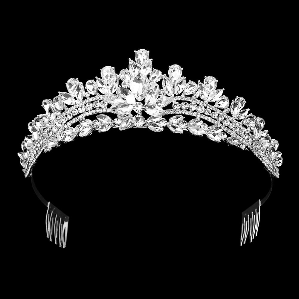 iLLASPARKZ Marquise Teardrop Stone Embellished Princess Tiara