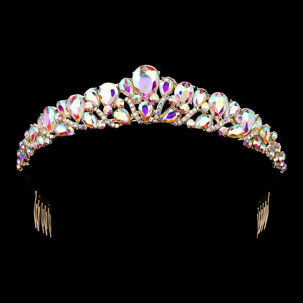 iLLASPARKZ Teardrop Marquise Stone Embellished Princess Tiara