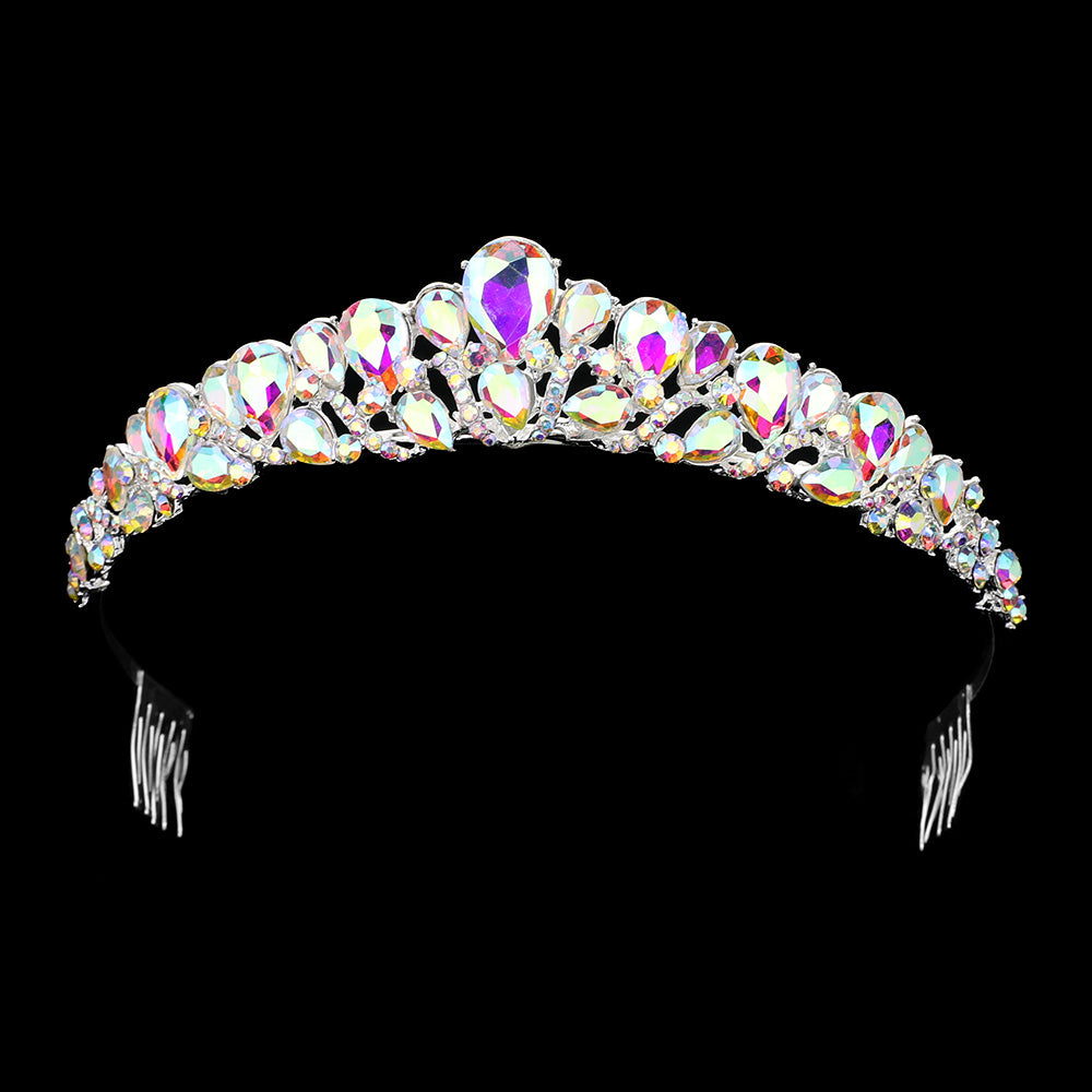 iLLASPARKZ Teardrop Marquise Stone Embellished Princess Tiara