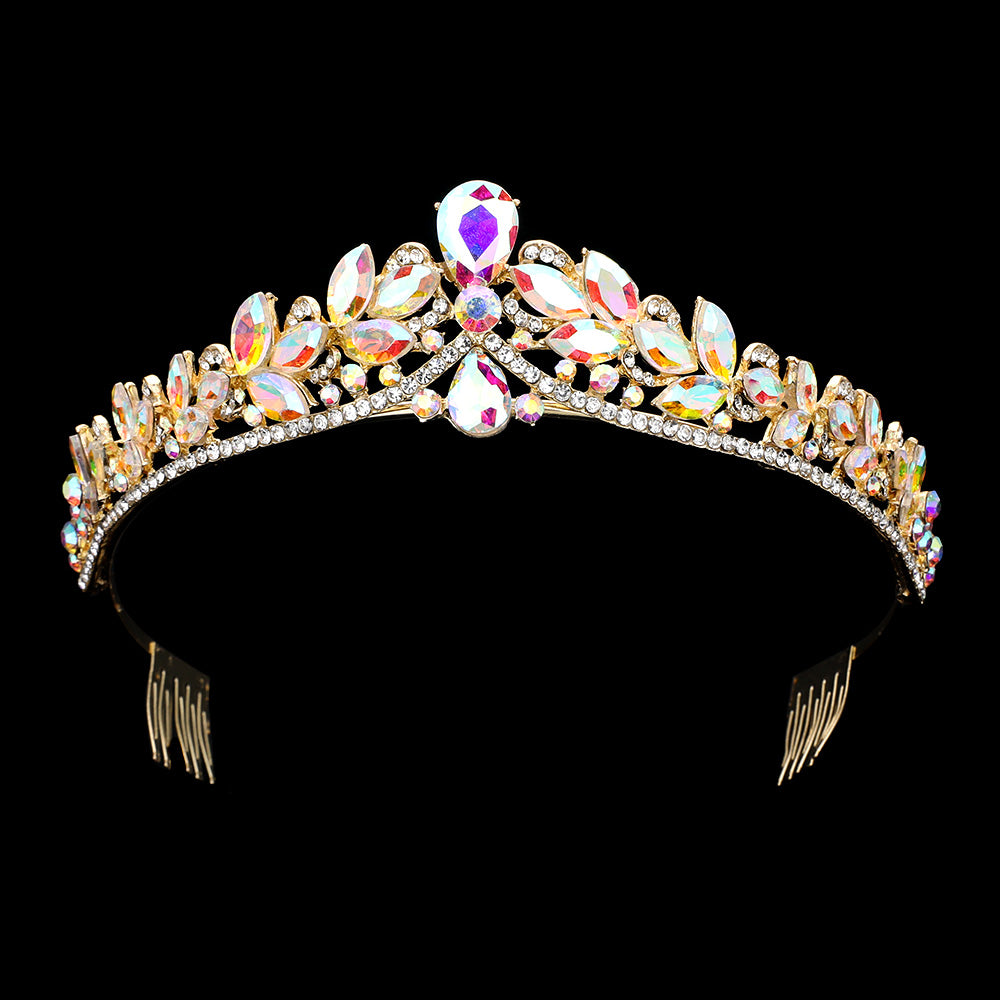 iLLASPARKZ Teardrop Marquise Stone Embellished Princess Tiara