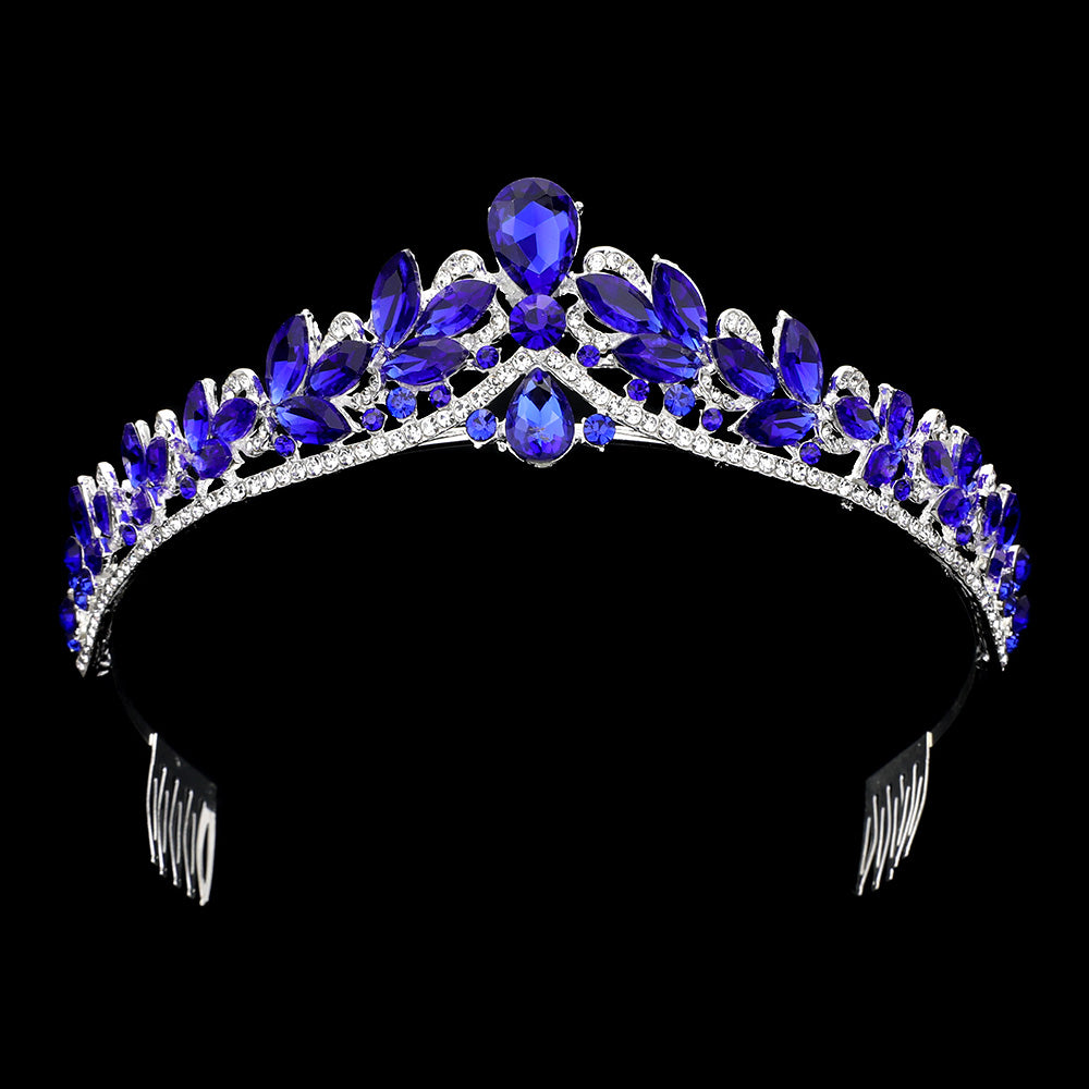 iLLASPARKZ Teardrop Marquise Stone Embellished Princess Tiara