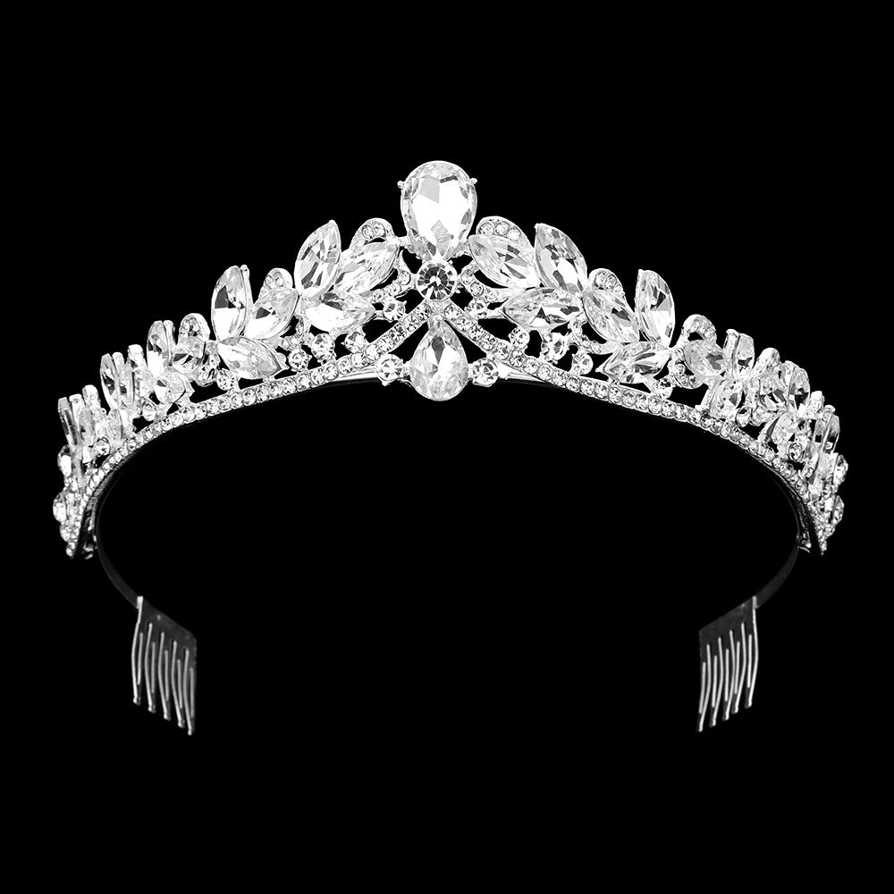 iLLASPARKZ Teardrop Marquise Stone Embellished Princess Tiara