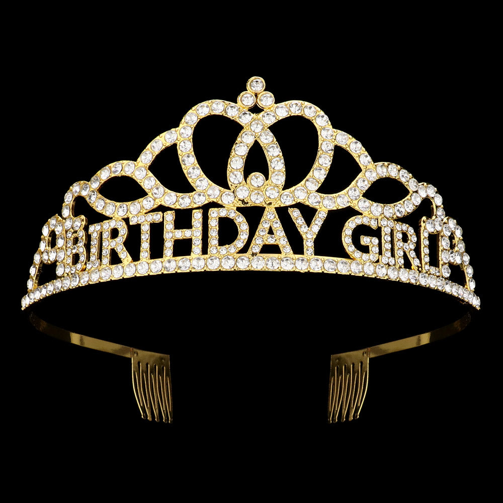 iLLASPARKZ Rhinestone Paved BIRTHDAY GIRL Message Princess Tiara