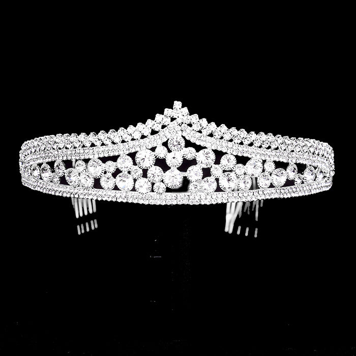 iLLASPARKZ Crystal Rhinestone Pave Bubble Queen Tiara