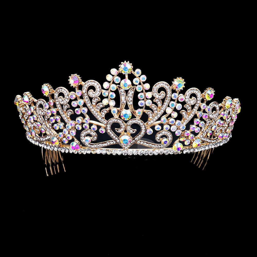 iLLASPARKZ Heart Rhinestone Crystal Pageant Princess Tiara