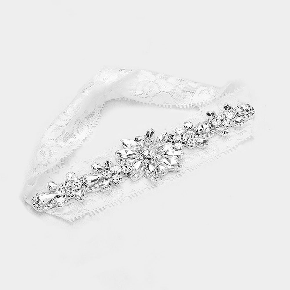 iLLASPARKZ Crystal Flower Lace Stretch Wedding Garter