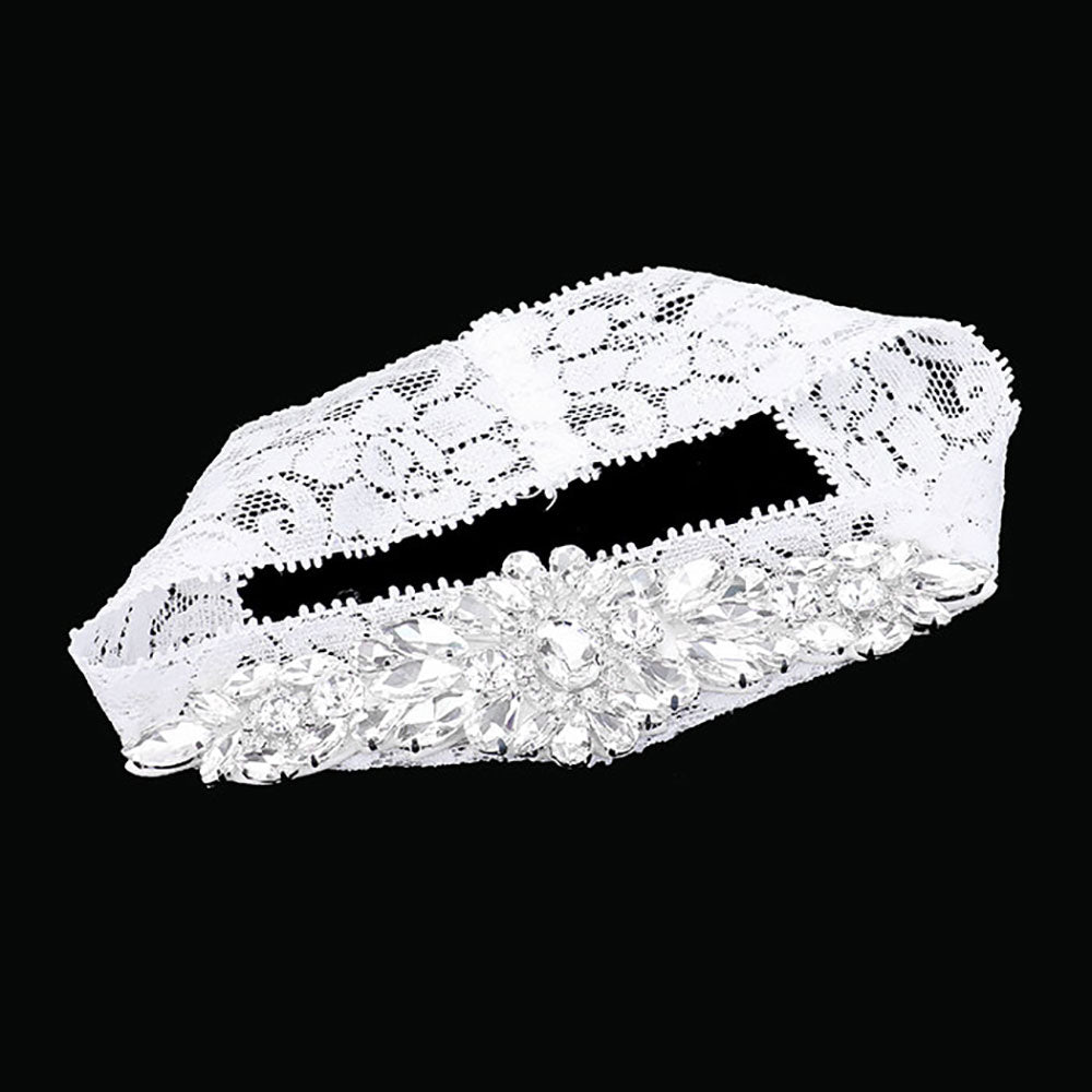 iLLASPARKZ Crystal Pave Lace Floral Stretch Wedding Garter