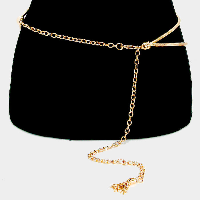 iLLASPARKZ Metal chain tassel charm draped metal chain belt