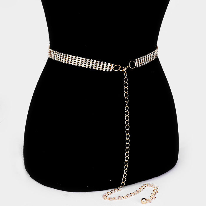 iLLASPARKZ 5 Row Crystal Rhinestone Pave Chain Belt