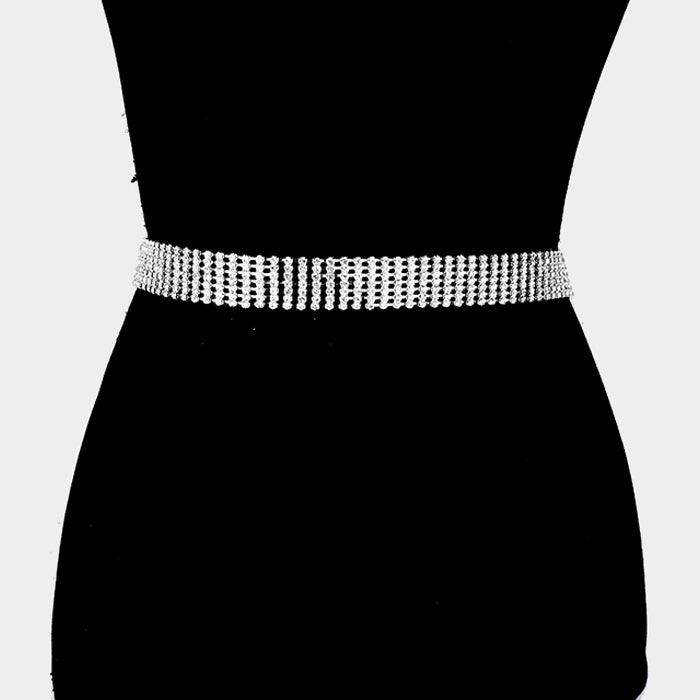 iLLASPARKZ 7 Row Crystal Rhinestone Pave Chain Belt