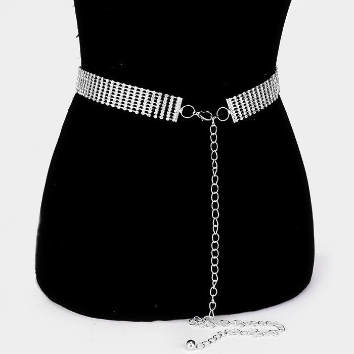 iLLASPARKZ 8 Row Crystal Rhinestone Pave Chain Belt