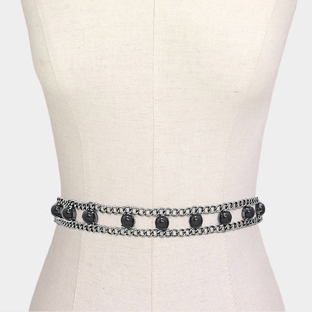 iLLASPARKZ Bead Pearl Ball Chain Belt