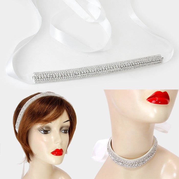 iLLASPARKZ Crystal rhinestone sash ribbon bridal wedding belt / headband