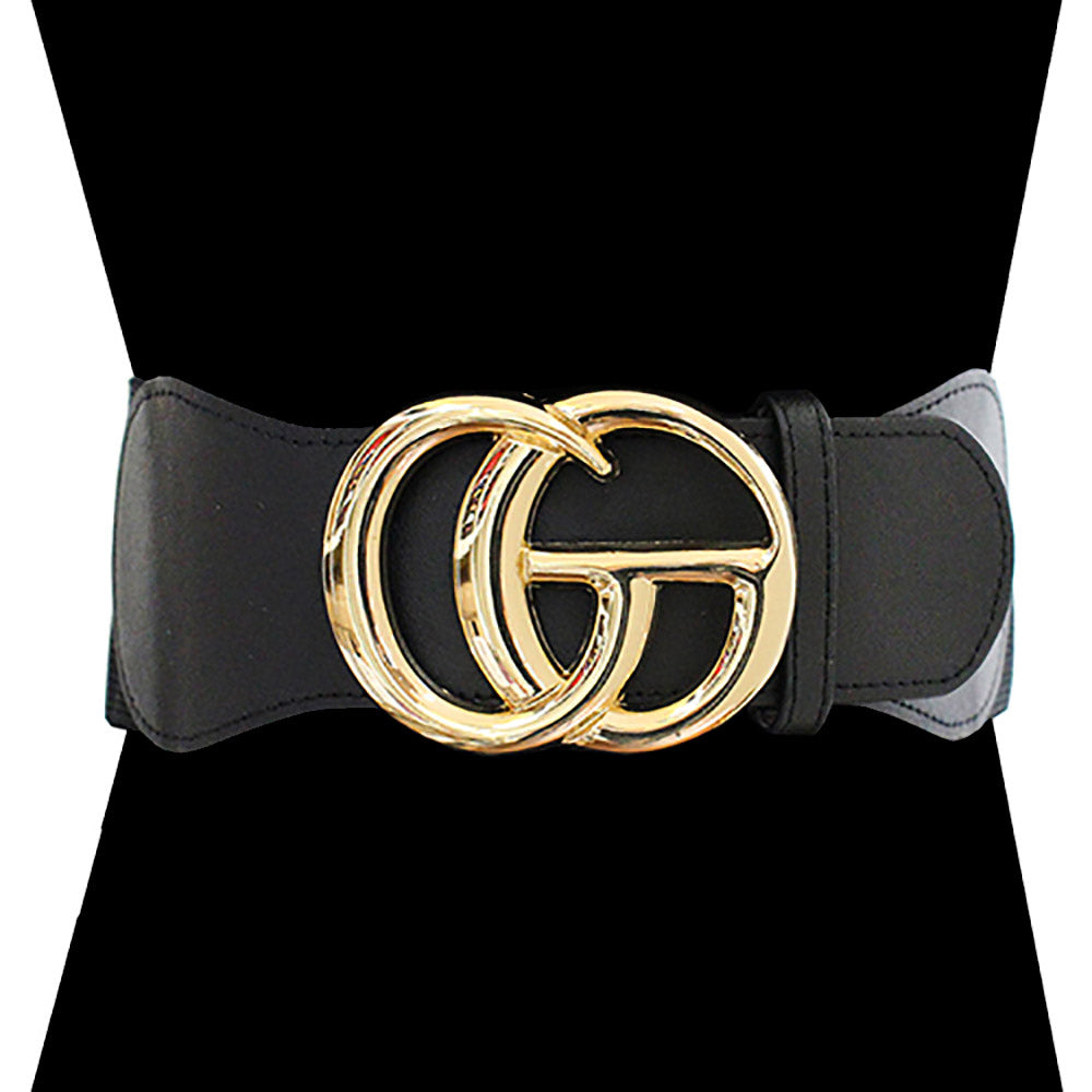 iLLASPARKZ Oversized Metal Buckle Accented Elastic Belt