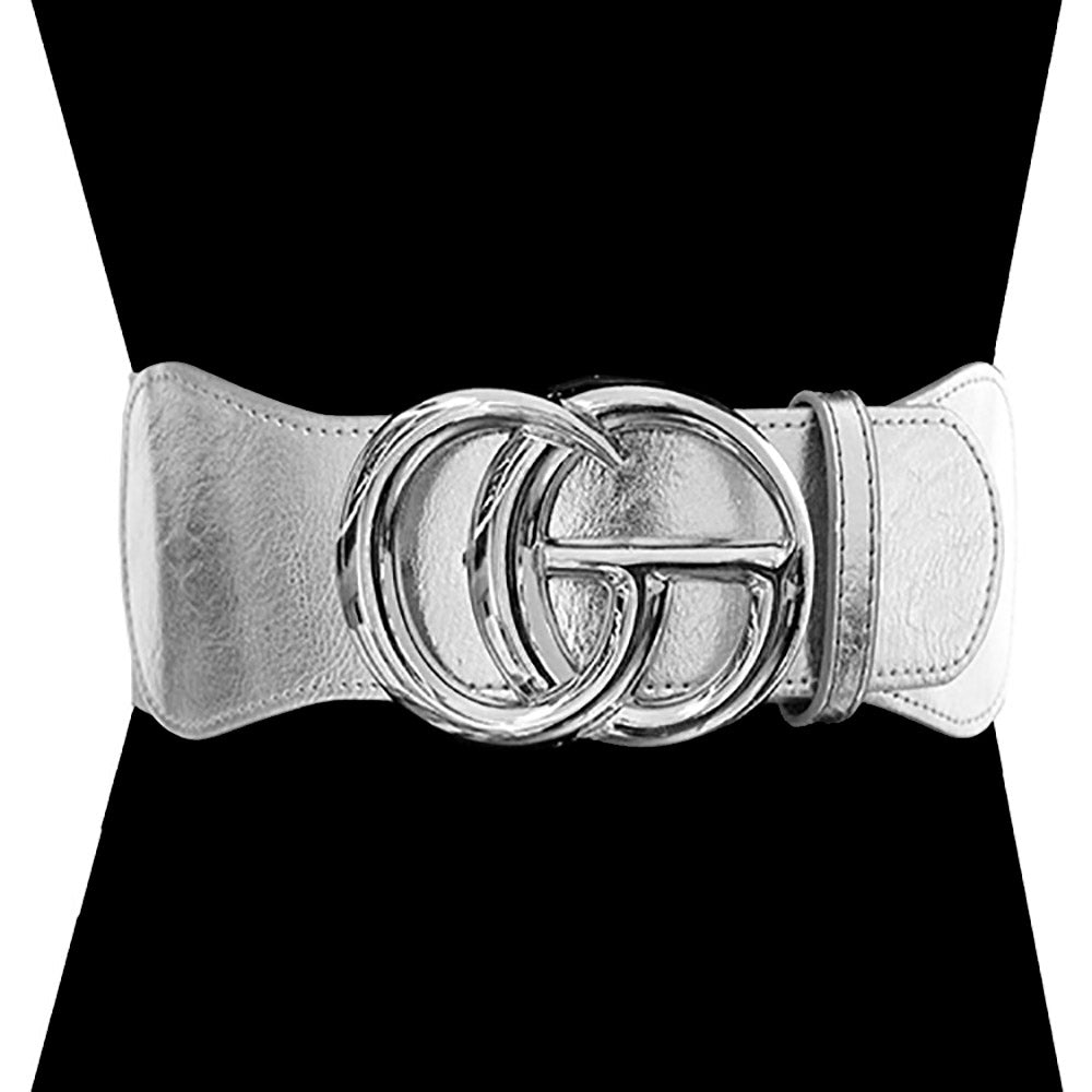 iLLASPARKZ Oversized Metal Buckle Accented Elastic Belt