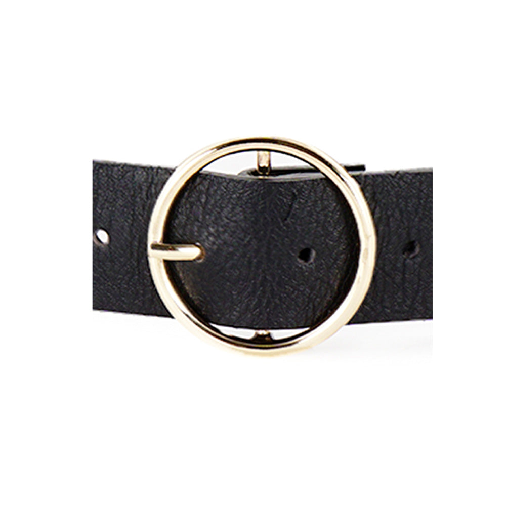 iLLASPARKZ Open Metal Circle Buckle Faux Leather Belt