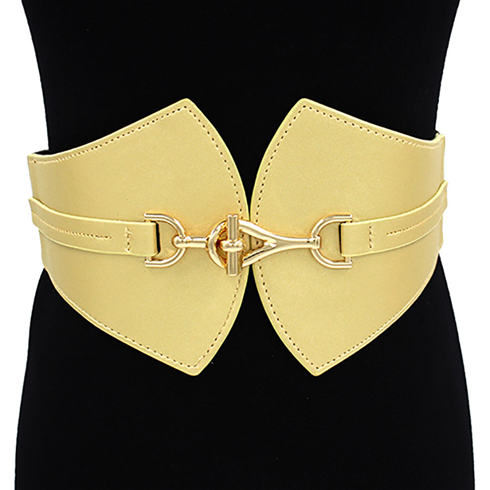 iLLASPARKZ Metal Buckle Detailed Faux Leather Stretch Elastic Belt