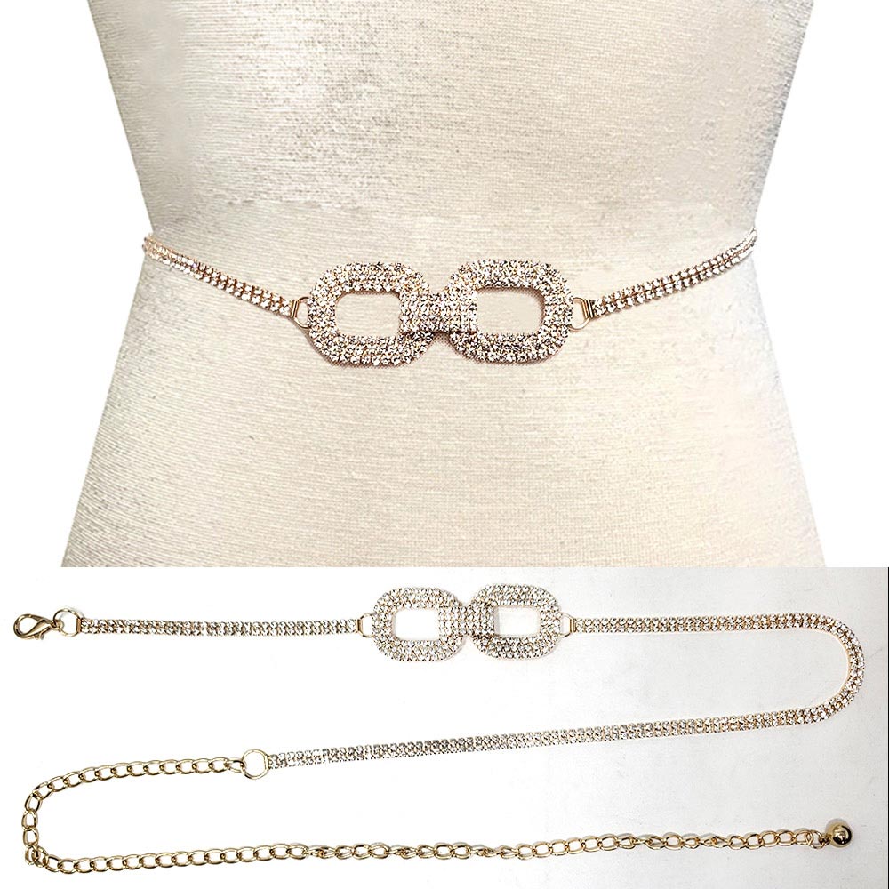 iLLASPARKZ Rhinestone Paved Oval Link Chain Belt