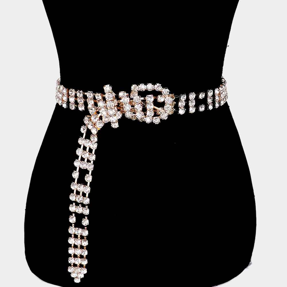 iLLASPARKZ Embellished Crystal Rhinestone Buckle Belt