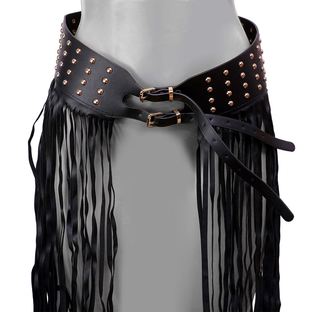 iLLASPARKZ Faux Leather Fringe Stud Accented Over The Body Belt