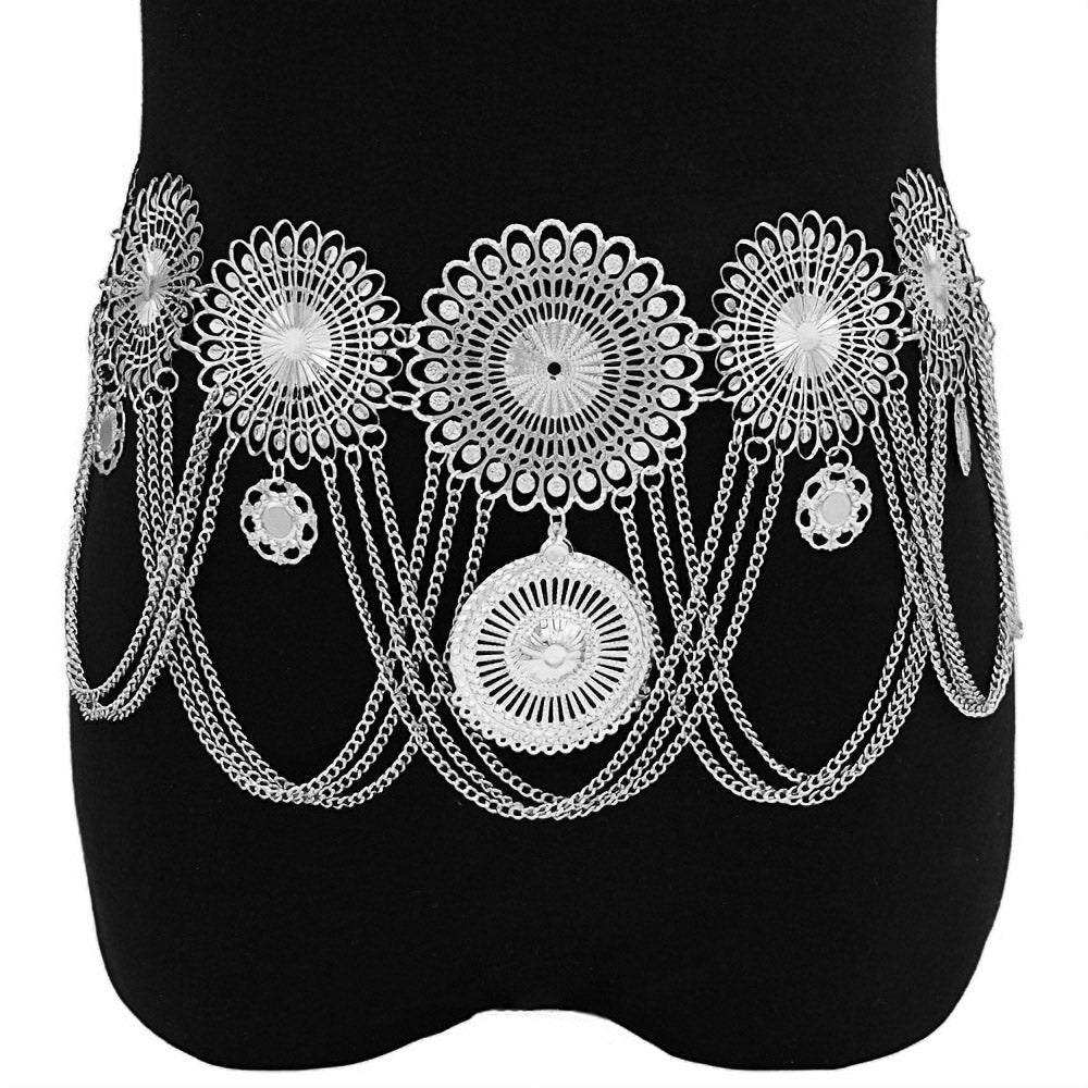 iLLASPARKZ Ethnic Metal Medallion Chandelier Belt / Bodychain