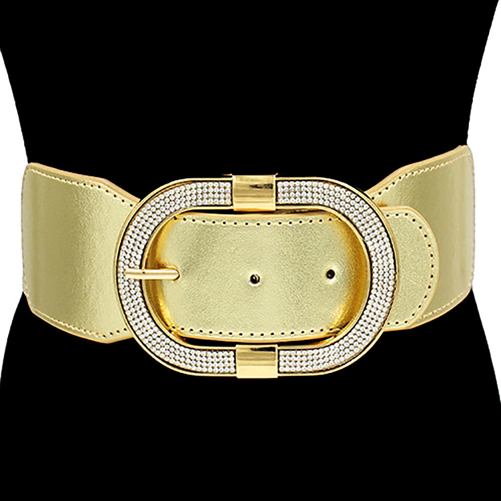 iLLASPARKZ Stone Paved Open Oval Buckle Accented Elastic Belt