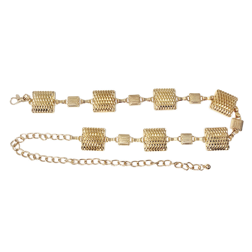 iLLASPARKZ Textured Metal Square Link Chain Waist Belt