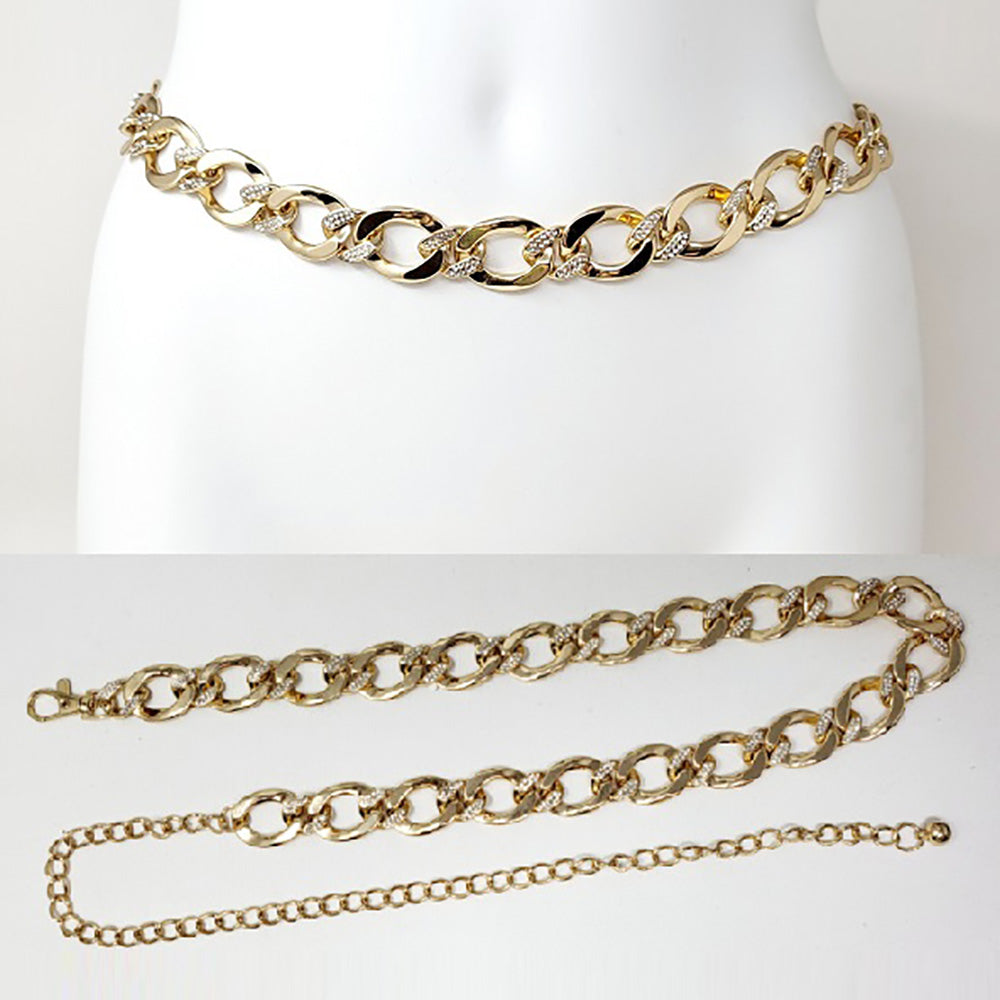 iLLASPARKZ Stone Paved Chain Pointed Metal Chain Waist Belt