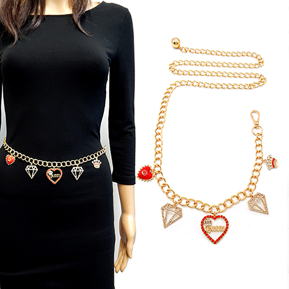 iLLASPARKZ Crown Diamond Queen Message Heart Link Belt