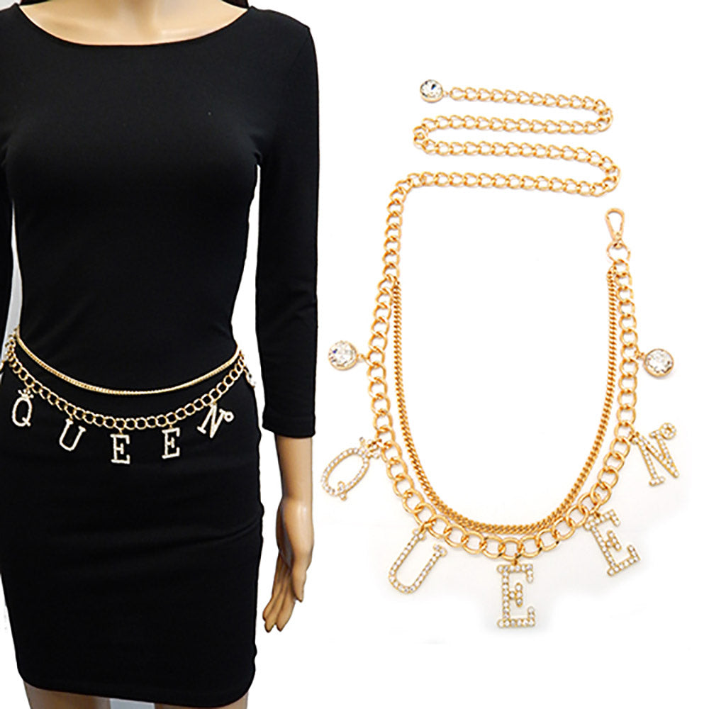 iLLASPARKZ Crown Pointed Queen Message Layered Chain Belt