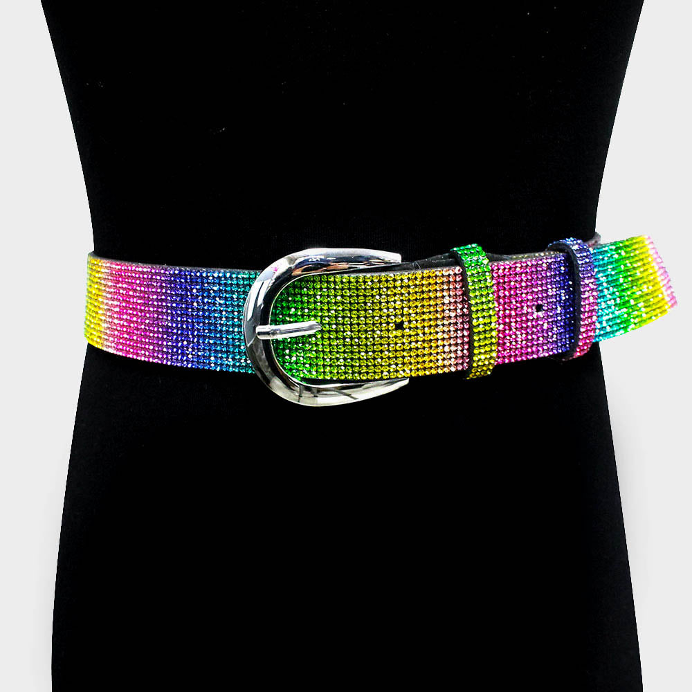 iLLASPARKZ Crystal Rhinestone Rainbow  Pave Belt