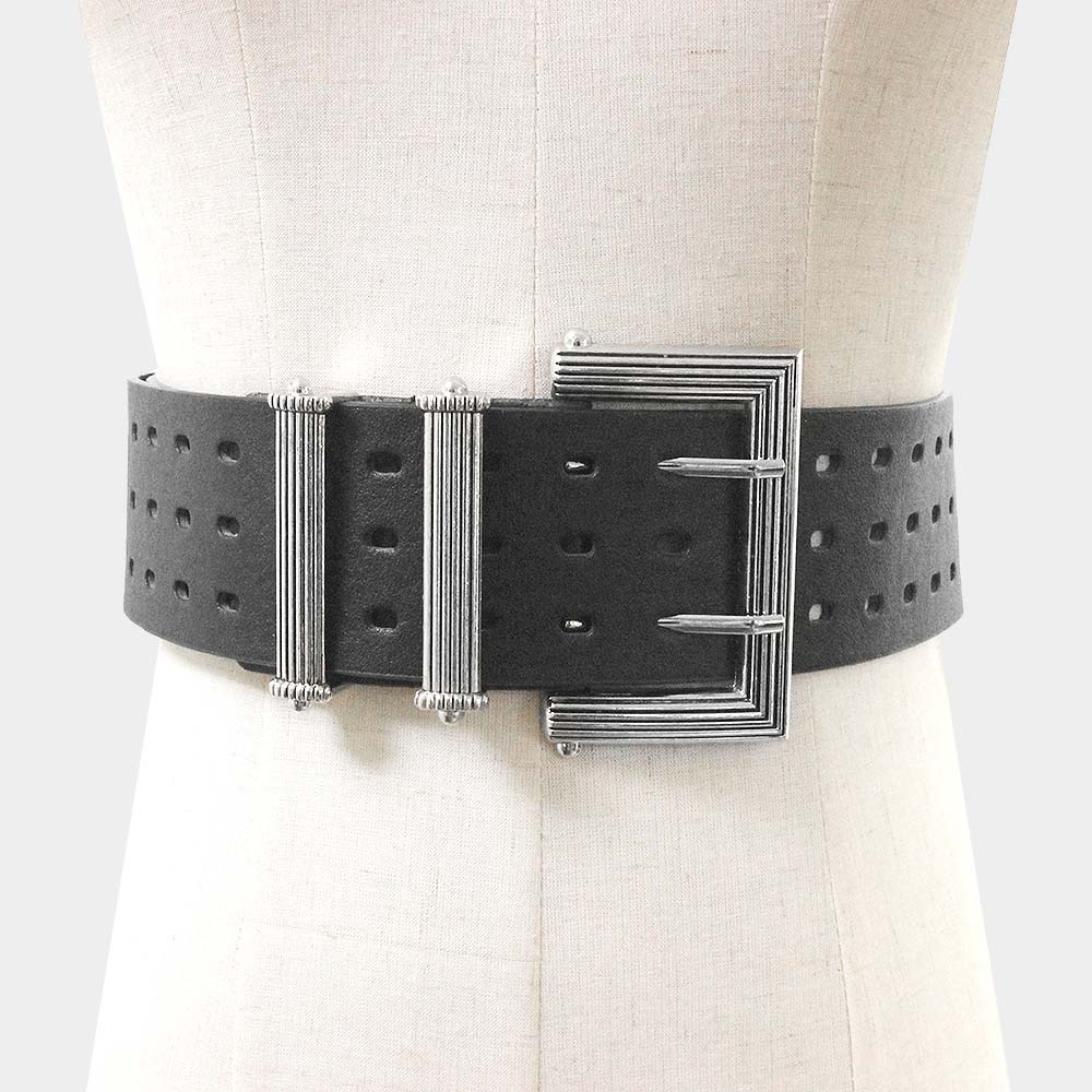 iLLASPARKZ Faux Leather Antique Bold Metal Buckle Belt