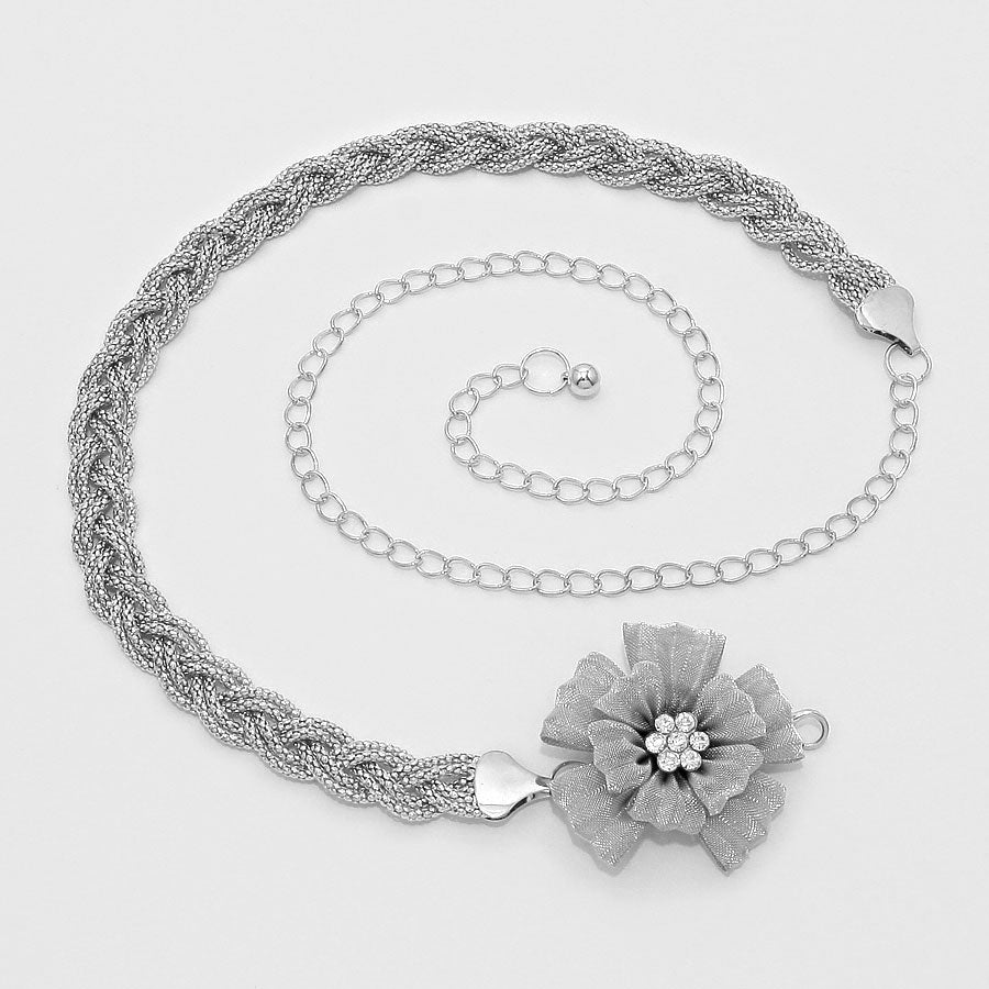 iLLASPARKZ Flower Accented Metal Fashion Belt