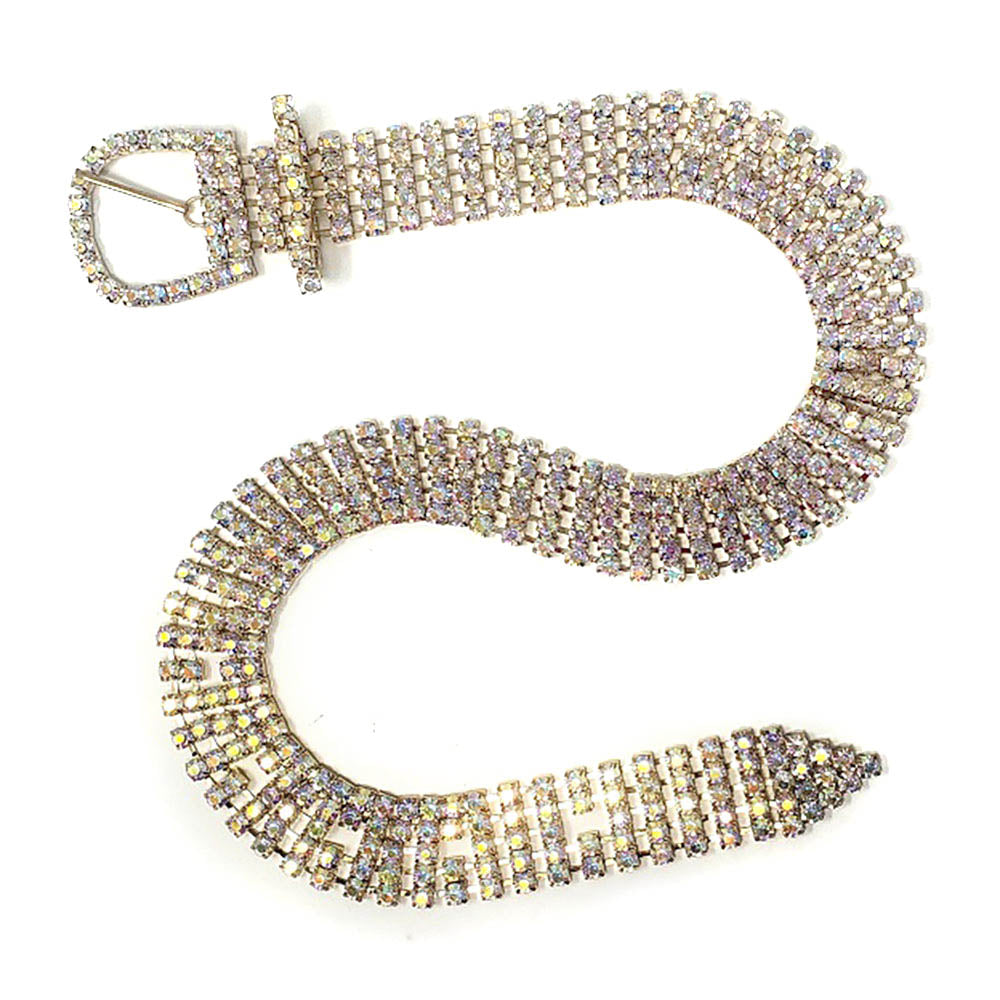 iLLASPARKZ Embellished Crystal Rhinestone Buckle Belt