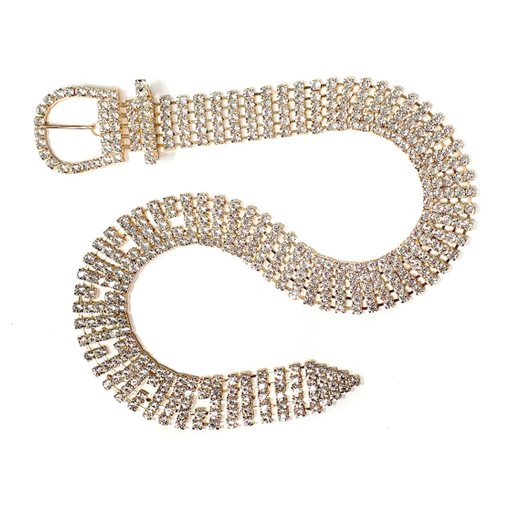 iLLASPARKZ Embellished Crystal Rhinestone Buckle Belt