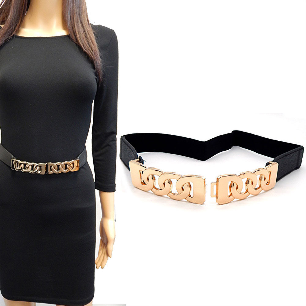 iLLASPARKZ Cuban Chai Link Buckle Accented Elastic Belt