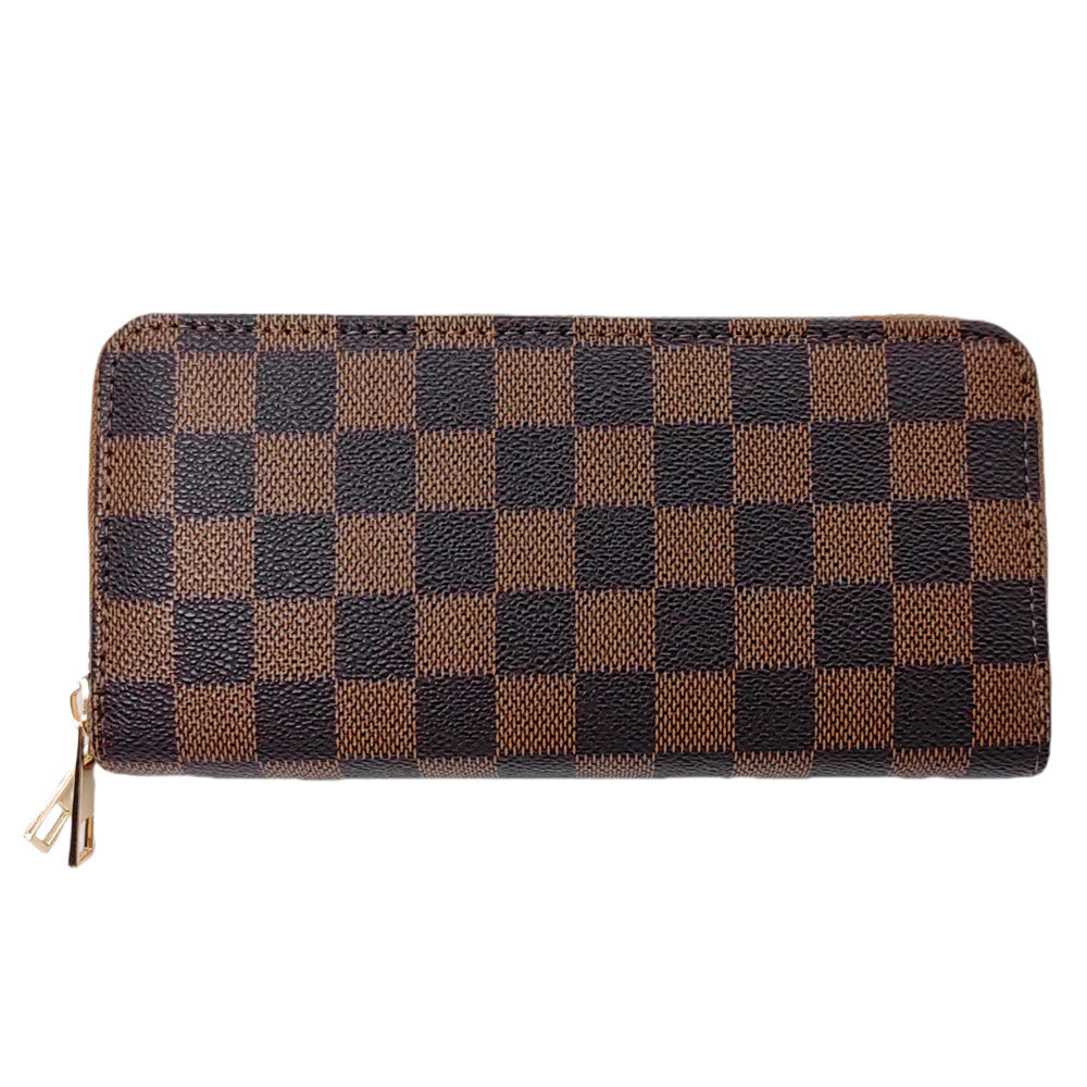 iLLASPARKZ Checkered Faux Leather Long Wallet