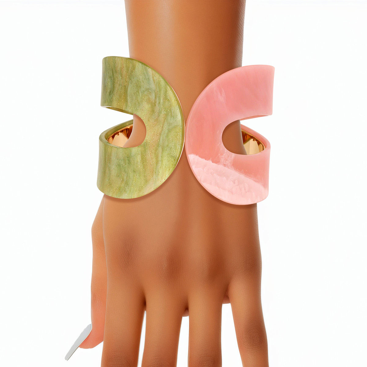 AKA Marbled Pink Green Hinge Cuff Bracelet