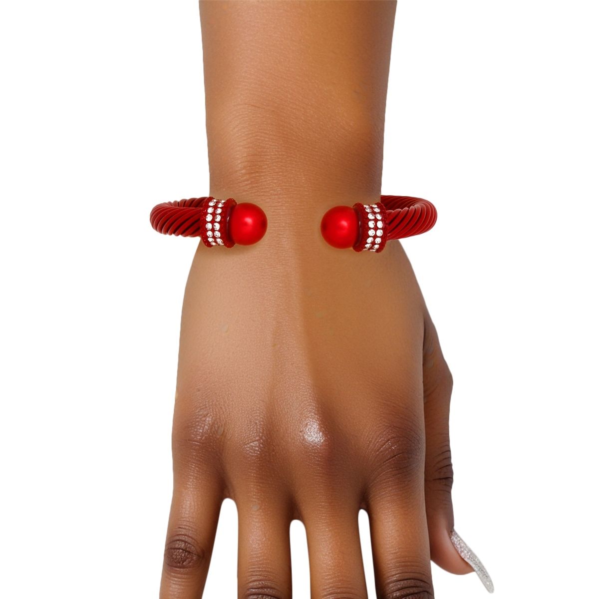 DST Sorority Red Thick Cable Classic Bangle