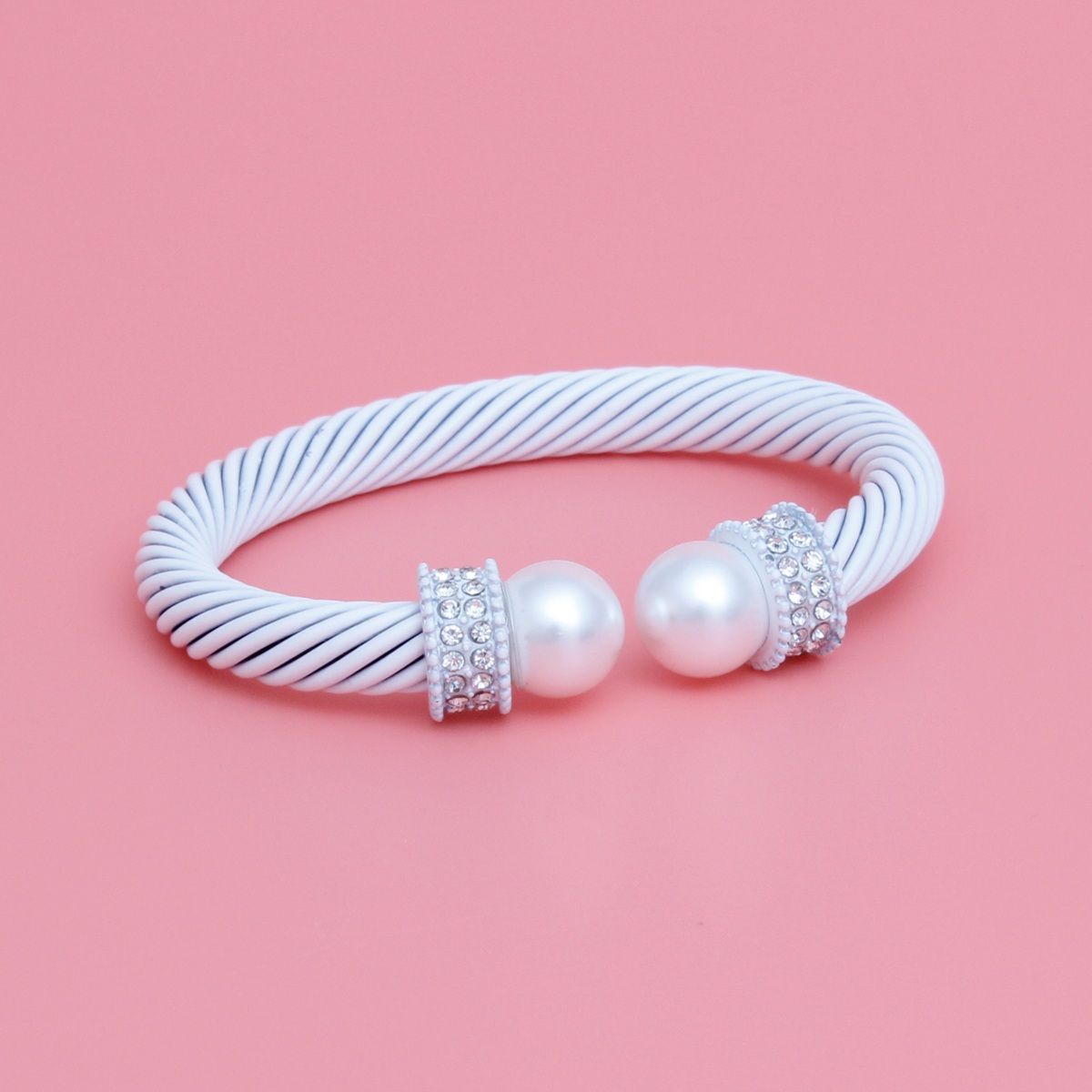 Sorority White Thick Cable Classic Bangle