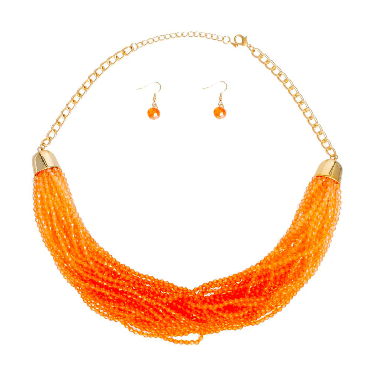 34 Strand Orange Bead Necklace