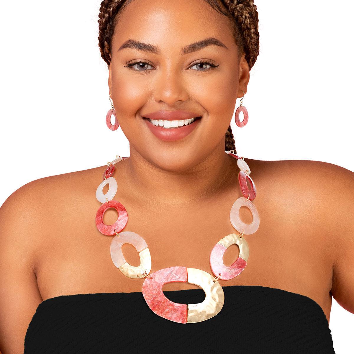 Pink Link Necklace Set