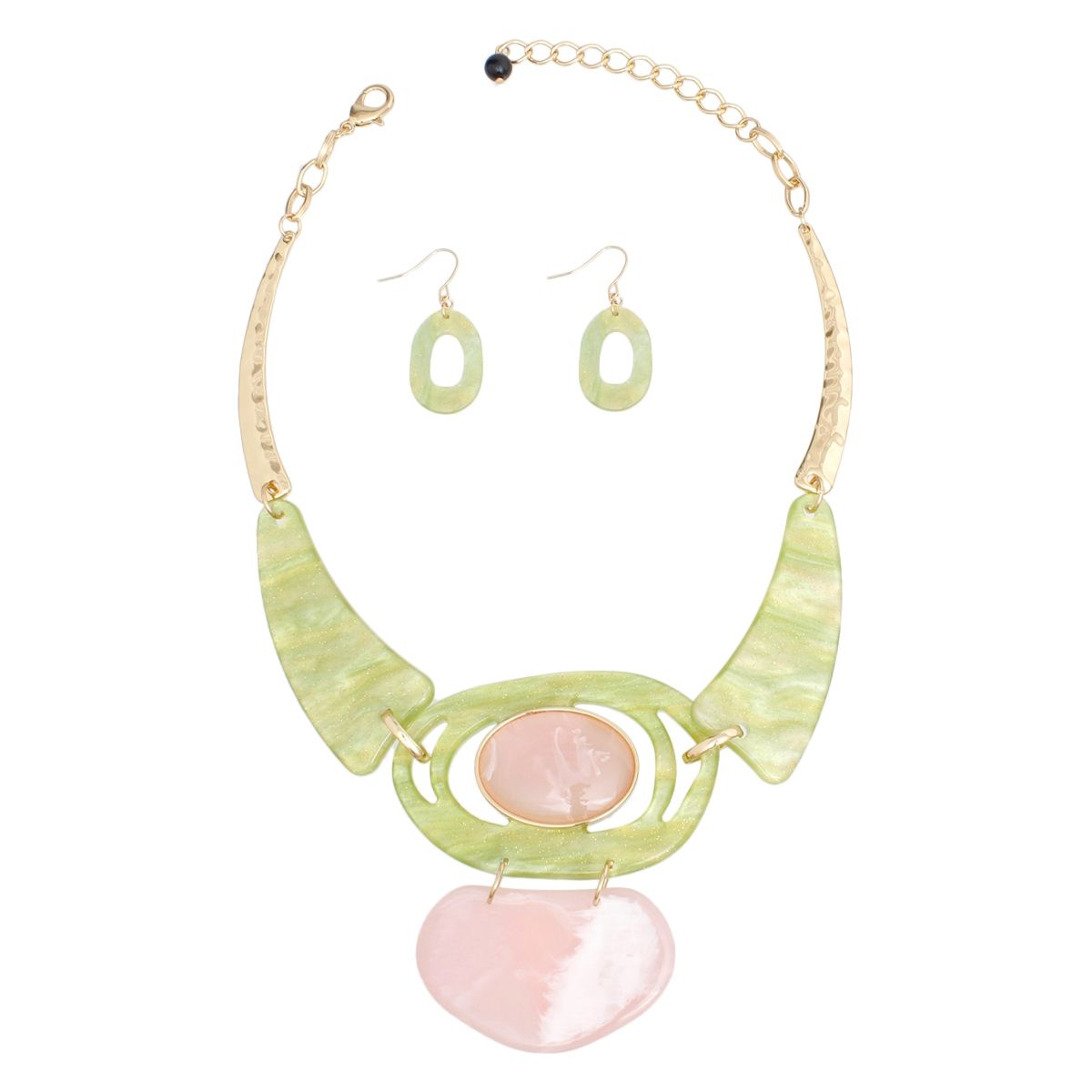 AKA Collar Gold with Pink Green Marbled Bib Set