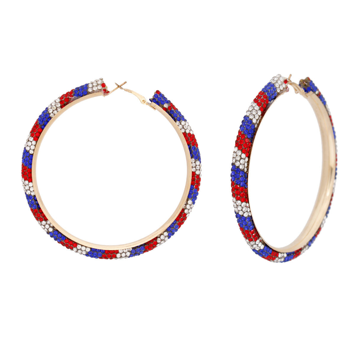 Hoop Red White Blue Tube Rhinestone 3