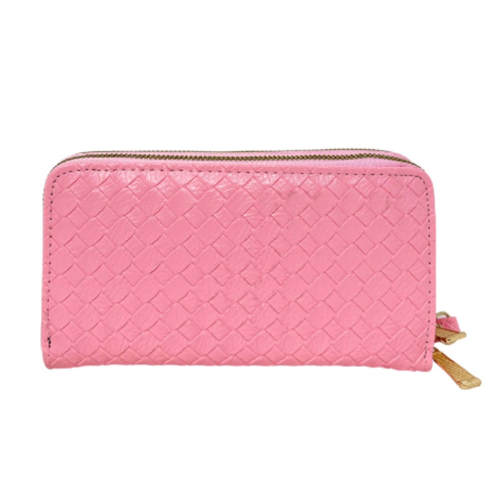 Zipper Wallet Pink Woven Wristlet for Women