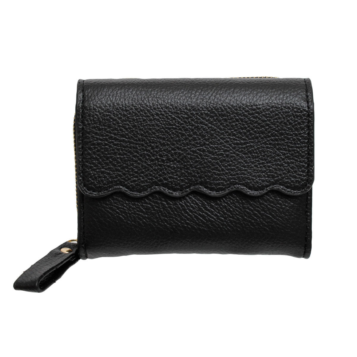 Accordian Wallet Black Snap Cardholder for Women