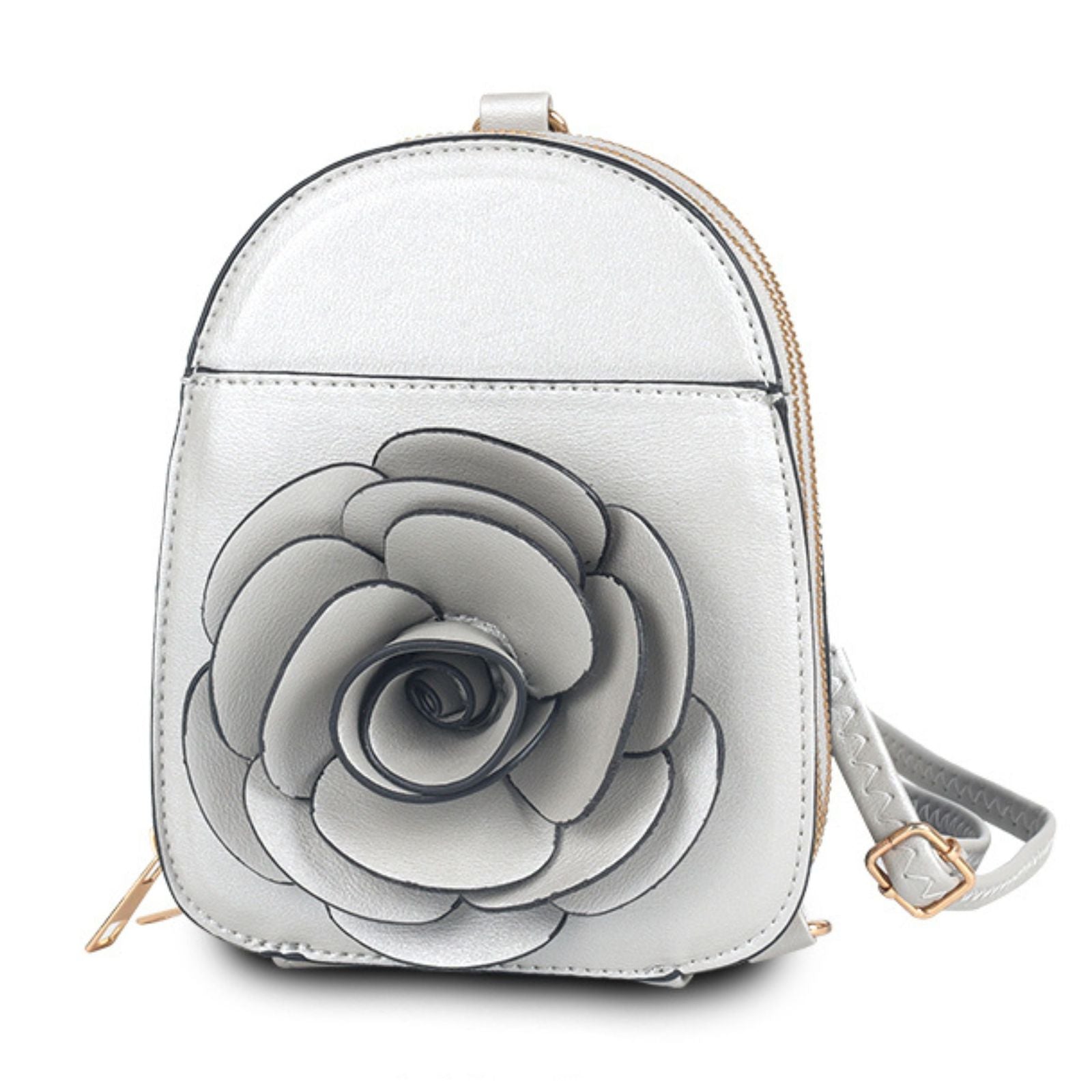 Mini Backpack Silver Flower Wallet Bag For Women