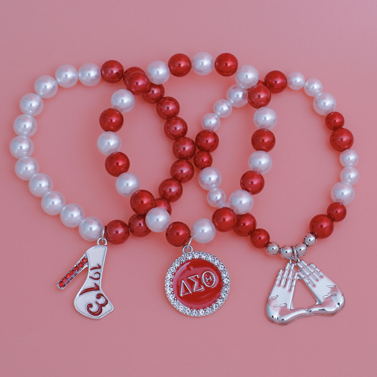 Radiate with Elegance: ΔΣΘ  DST Pearl Bracelet Set