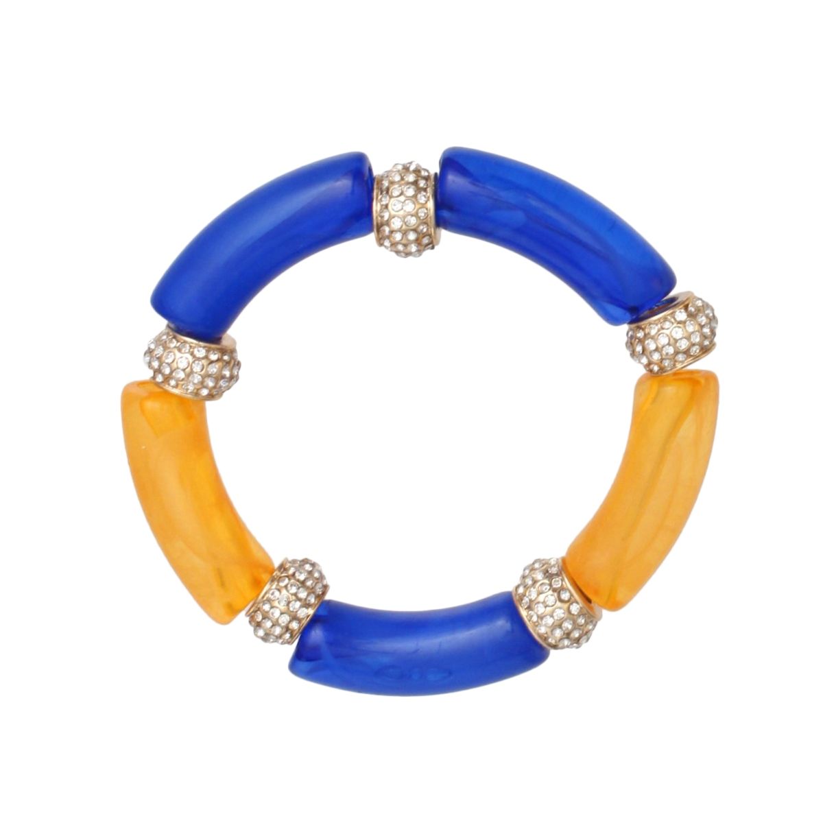 SGRHO Blue Gold Tubular and Rondelle Bead Bracelet