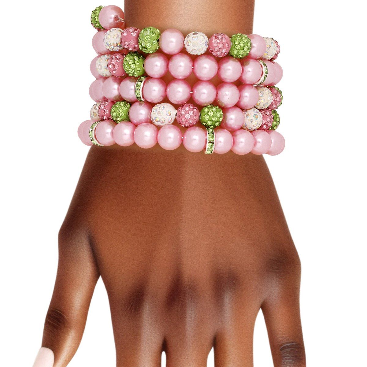 AKA Pink Pearl and Bead Memory Wire Bracelet